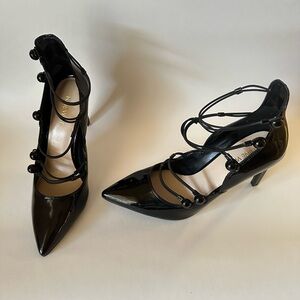 Nine West black ankle strap shoes
